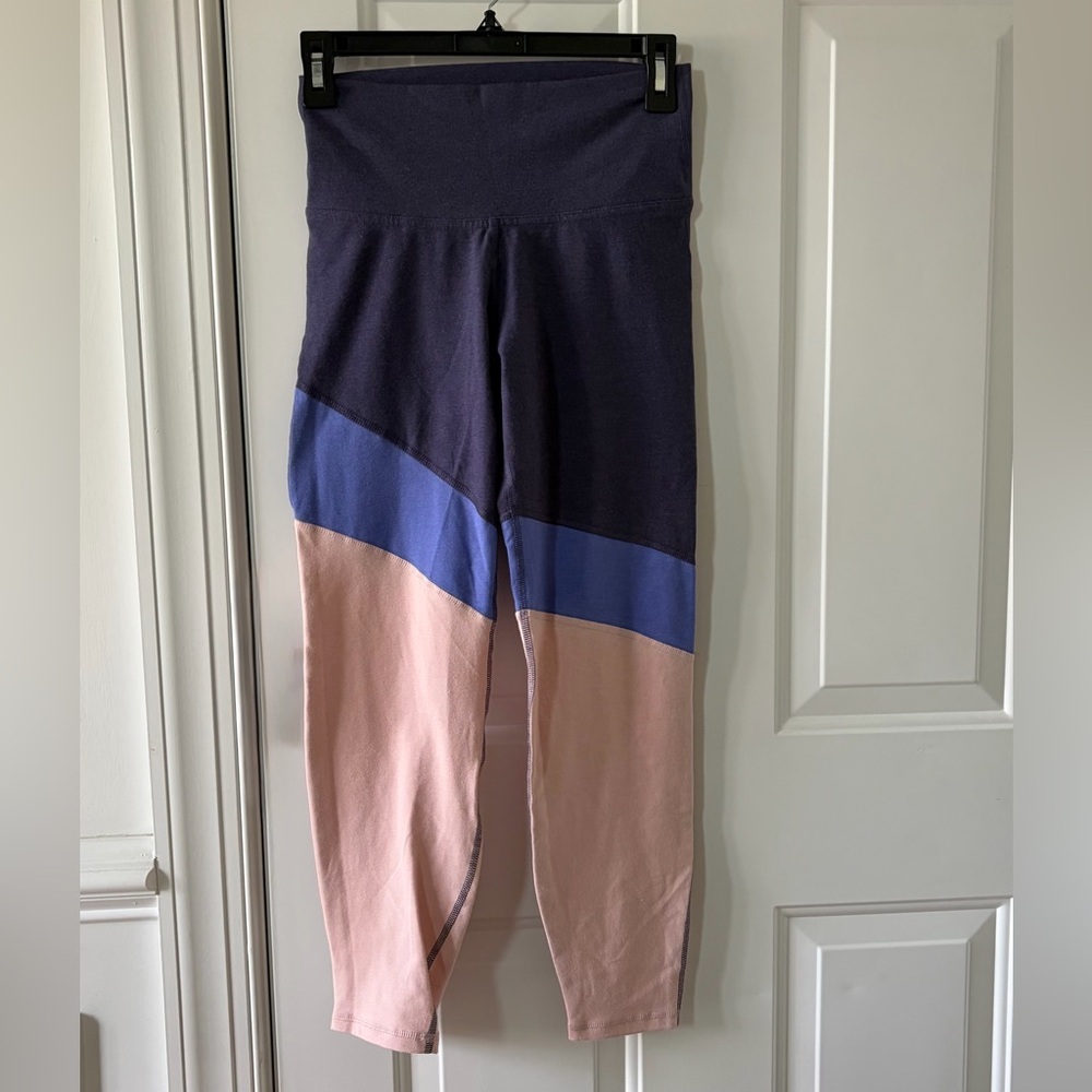 Old Navy Active Women's Pink Blue Colorblock Stripe Thick Waist Leggings Medium